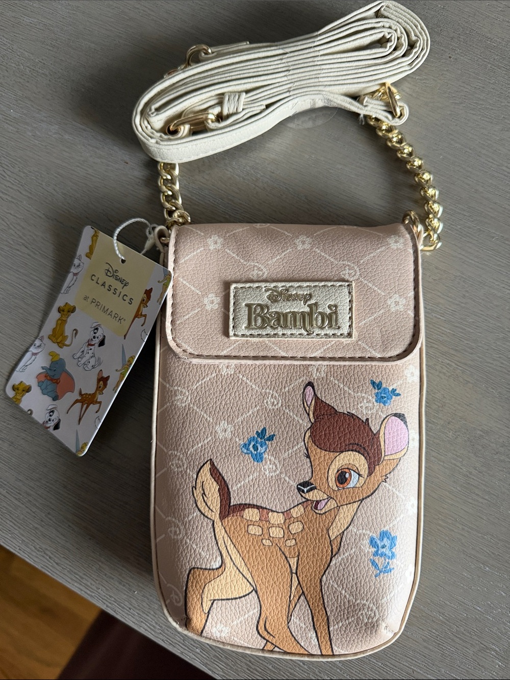 Disney Bambi Crossbody Bag - Light Pink with Gold Chain